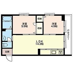 Cortile 2LDKの間取図画像