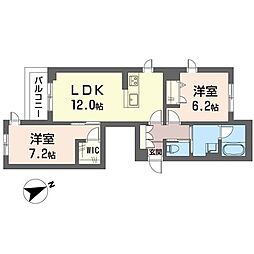 ブレス幕張本郷 2LDKの間取図画像