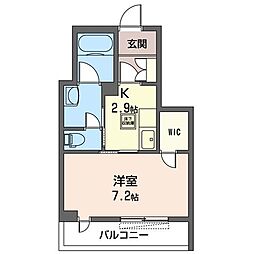 ショコラプリエ 1Kの間取図画像