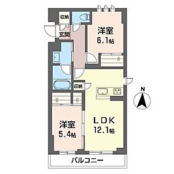 アルフラットコート 2LDKの間取図画像