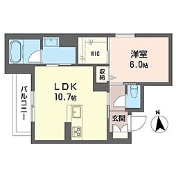 プローデ 1LDKの間取図画像