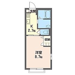 サニーヴィラ馬橋B 1Kの間取図画像
