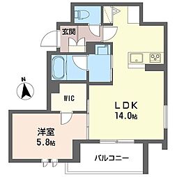 シャンティB 1LDKの間取図画像