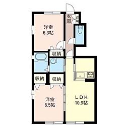 フォーチュン5 2LDKの間取図画像