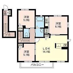 サニーヴィレッジ参番館 2階3LDKの間取り
