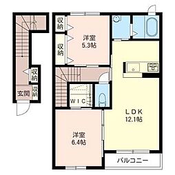 エスポワールおおたかA 2LDKの間取図画像