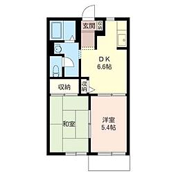 メゾンドクレ−ル 1階2DKの間取り