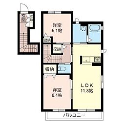 ベガージュA 2LDKの間取図画像