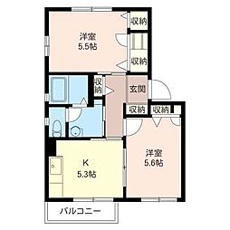 ルミエールA 2Kの間取図画像