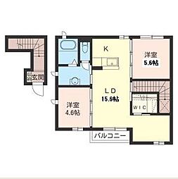 ＭＫクレール　Ｂ 2階2LDKの間取り