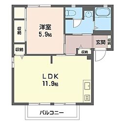 アーバンヒル守谷B 1LDKの間取図画像
