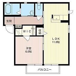 サニーフラットフジA 1LDKの間取図画像