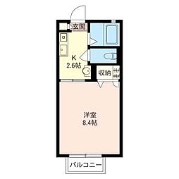 シャルドネ 1Kの間取図画像