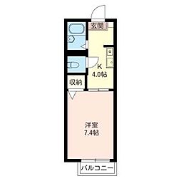 シャルム中成沢 1Kの間取図画像