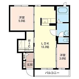 リバーコート　Ａ 1階2LDKの間取り