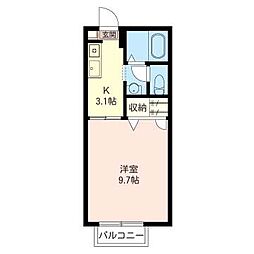 フォーレストハイムB 1Kの間取図画像