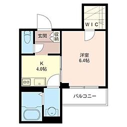 エレンシア 1Kの間取図画像