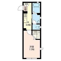 ハニエルガーデニア 1Kの間取図画像