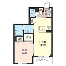 リラフォート 1階1LDKの間取り