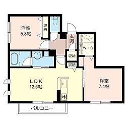 ル・ヴァンヴェール 2LDKの間取図画像