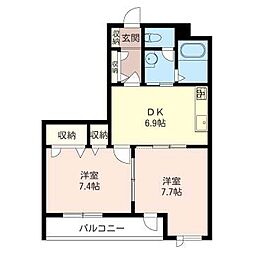 矢掛館北棟 2DKの間取図画像