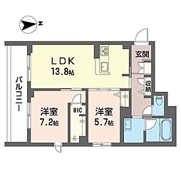 グランリオル 2LDKの間取図画像