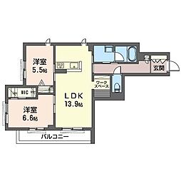アリスティオ 2LDKの間取図画像
