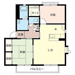 グランシードＫ　Ａ 2階2LDKの間取り