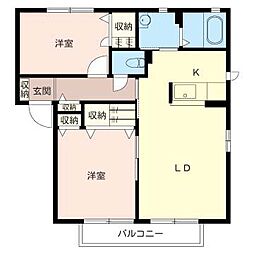 シャーメゾンマルニＡ 1階2LDKの間取り