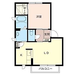 シャーメゾングラヴィスA 1LDKの間取図画像