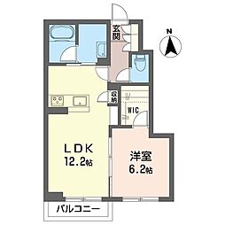 シャーメゾン田中 1階1LDKの間取り