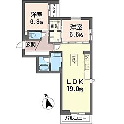 シャーメゾン フナツ 2LDKの間取図画像
