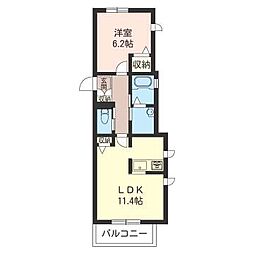 ラ・メゾン　アキュータ 2階1LDKの間取り