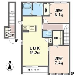 ペルルMK 2LDKの間取図画像