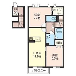 Ｌｉｖｉｎｇ　Ｐｒｏｏｆ　Ｂ 2階2LDKの間取り