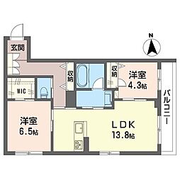 ヴィル・ナタル 2LDKの間取図画像
