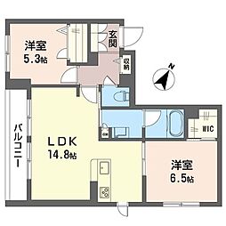 スーラグリシーヌ 3階2LDKの間取り