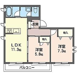 Trestella 2LDKの間取図画像