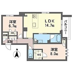 プルミエール境南町 2LDKの間取図画像