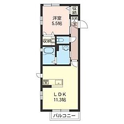カーサ　ファルコーネ 2階1LDKの間取り