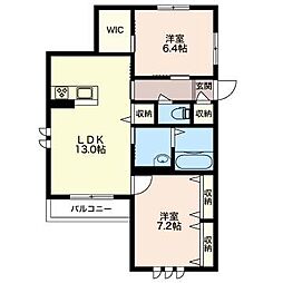 ファミーユ　Ｄ 2階2LDKの間取り