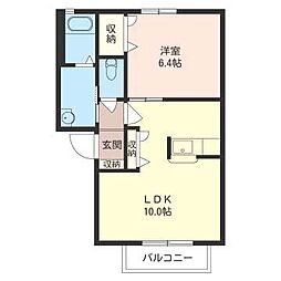 ピアチェーレ 1LDKの間取図画像