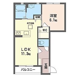 クレールコンフォールB 1LDKの間取図画像