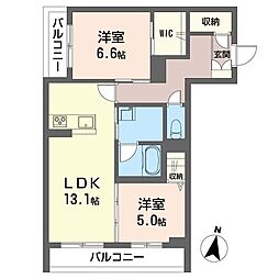 プルミエール 00101 1階2LDKの間取り