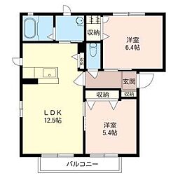 ローズヒルズA 2LDKの間取図画像