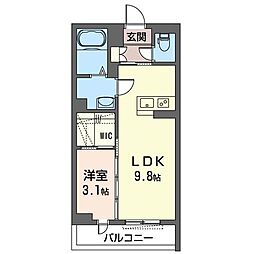 グランフェルス神崎 1LDKの間取図画像