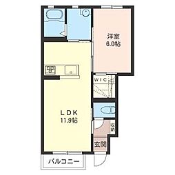 ラフィネ蒼海 1LDKの間取図画像