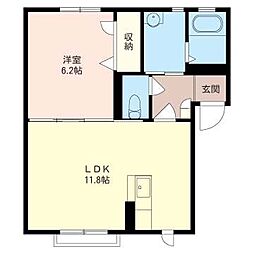 エメロードA 1LDKの間取図画像