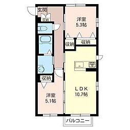 メゾン清里三番館 2LDKの間取図画像