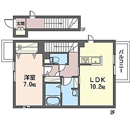 ルパルテール 1LDKの間取図画像